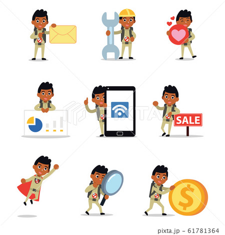 Set of man character as a Ghostbusters hunting a ghost. 61781364