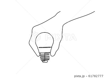 one line continuous draw  with hand holding light bulb. Vector illustration. 61782777