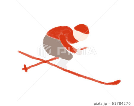 スキーをする人のシェイプイラストのイラスト素材