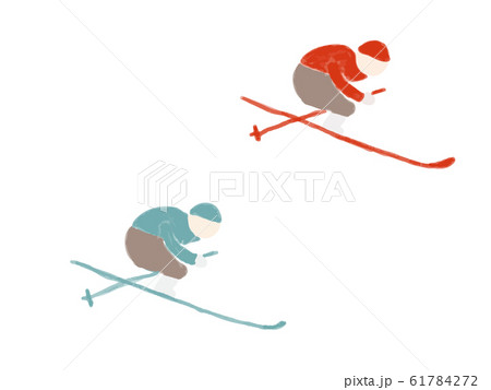 スキーをする人のシェイプイラストのイラスト素材