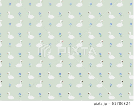 白鳥と花のシームレスパターン 61786324