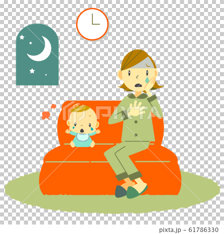夜泣き　ワンオペ育児　お母さん 61786330