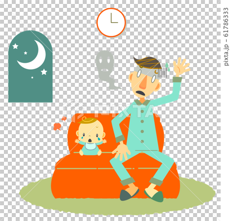 夜泣き　育児　お父さん 61786333