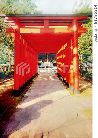 赤鳥居 寳ノ海神社のイラスト素材