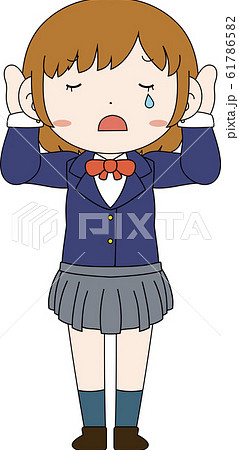 女学生 女子高生 教育 かわいい 表情 ポーズ 喜怒哀楽のイラスト素材