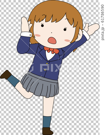 女学生 女子高生 教育 かわいい 表情 ポーズ 喜怒哀楽のイラスト素材