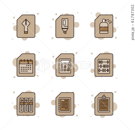 Stationary icon set in thin line style. icons set 61787302