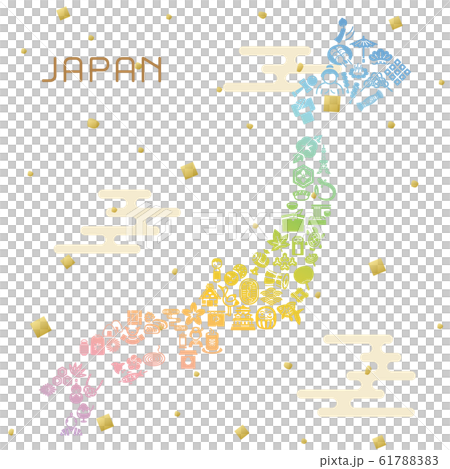 Japanese archipelago made of Japanese icons 61788383