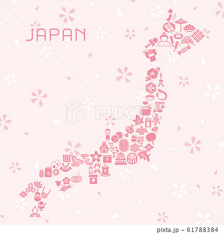 日本のアイコンでできた日本列島 61788384