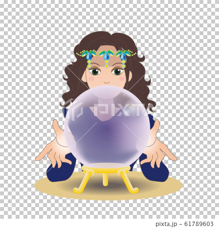 水晶玉と占い師のイラスト素材