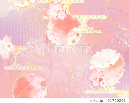 背景 和風 和柄 和 和紙 桜 ピンクのイラスト素材