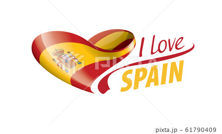 National flag of the Spain in the shape of a heart and the inscription I love Spain. Vector illustration National flag of the Spain in the shape of a heart and the inscription I love Spain. Vector illustration 61790409