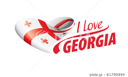 National flag of the Georgia in the shape of a heart and the inscription I love Georgia. Vector illustration 61790894