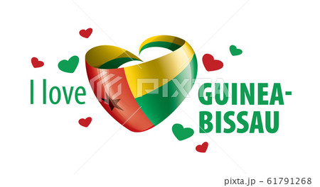 National flag of the Guinea Bissau in the shape of a heart and the inscription I love Guinea Bissau. Vector illustration 61791268