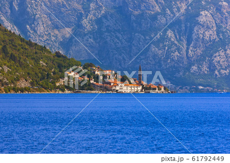 Village Perast on coast of Boka Kotor bay - 61792449