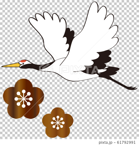 飛んでいる鶴 背景素材 ベクター イラストのイラスト素材