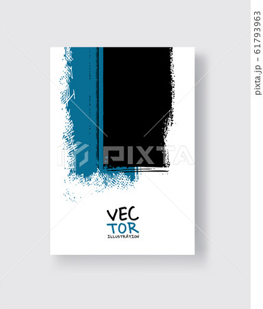 Black blue ink brush stroke on white background. Black blue ink brush stroke on white background. 61793963