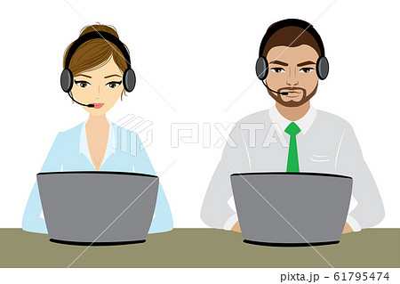 Customer service representative at computer in Customer service representative at computer in 61795474