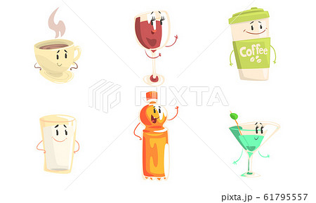 Funny Drinks Cartoon Characters Collection, Tea, Wine, Coffee, Milk, Martini, Juice Cute Beverages, Cafe, Restaurant Menu Design Element Vector Illustration Funny Drinks Cartoon Characters Collection, Tea, Wine, Coffee, Milk, Martini, Juice Cute Beverages, Cafe, Restaurant Menu Design Element Vector Illustration 61795557