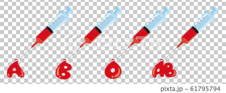 注射器と血液型アイコン(ロング下向き) 注射器と血液型アイコン(ロング下向き) 61795794