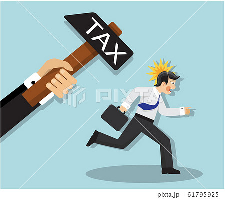 businessman scared and runs from a hammer that symbolizes tax and loss of money businessman scared and runs from a hammer that symbolizes tax and loss of money 61795925