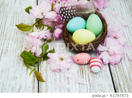 Easter eggs and sakura blossom Easter eggs and sakura blossom 61797073