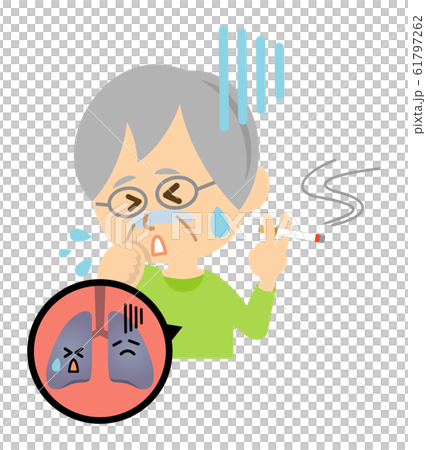 喫煙により体調が悪い高齢者のイラストイメージ 喫煙により体調が悪い高齢者のイラストイメージ 61797262