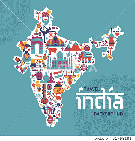 Traditional symbols in the form of a map of India 61798181