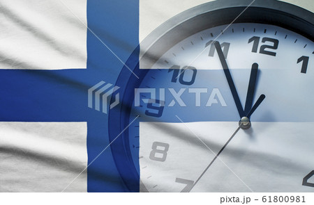 Finland flag with dial of a clock Finland flag with dial of a clock 61800981