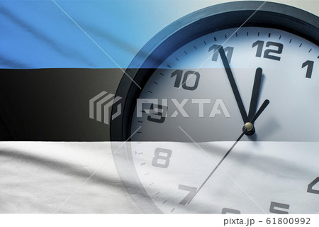 Estonia flag with dial of a clock Estonia flag with dial of a clock 61800992