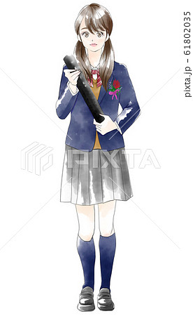 卒業する女子学生のイラスト素材