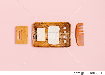 Zero waste accessories on pink background. Zero waste accessories on pink background. 61803301