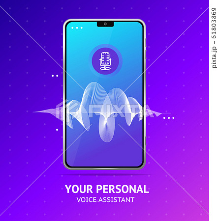 Voice Assistant which Realistic Detailed 3d Mobile Phone. Vector 61803869