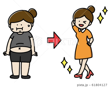 ダイエット ビフォーアフター のイラスト素材