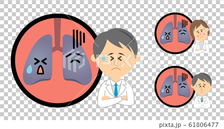 病気の肺と病院の先生イラストイメージ 61806477