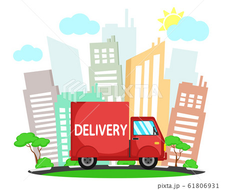 Delivery truck on the background of the city Delivery truck on the background of the city 61806931