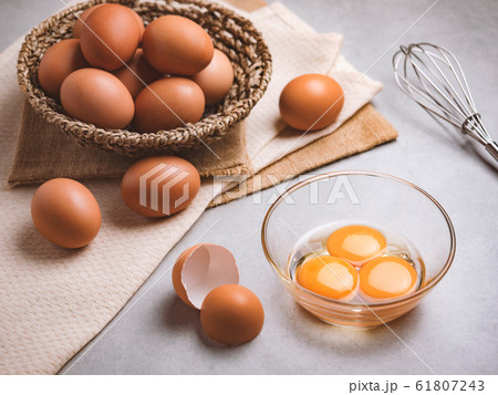 Organic chicken eggs food ingredients concept 61807243