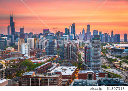 Chicago, Illinois, USA Downtown City Skyline 61807313