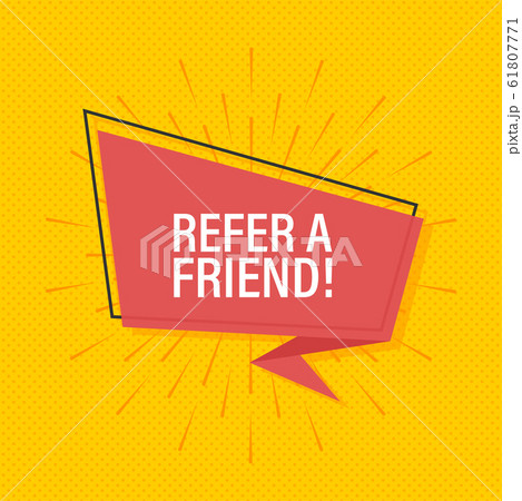 Ribbon banner with text refer a friend, poster in Ribbon banner with text refer a friend, poster in 61807771