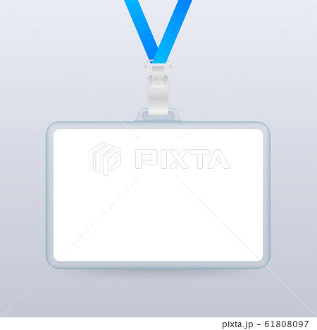 Blank plastic ID badge mockup on metal clip. 61808097