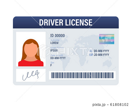 Man driver license plastic card template. Id card. 61808102