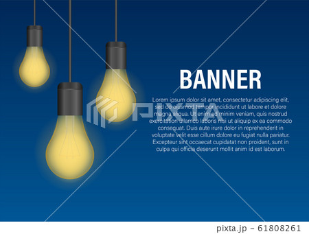 Realistic transparent light bulb banner. Vector 61808261