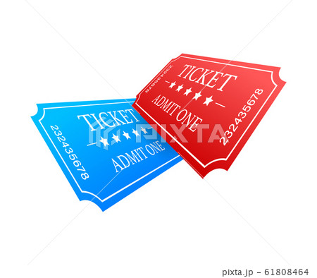 Realistic red and blue show ticket. Old premium Realistic red and blue show ticket. Old premium 61808464