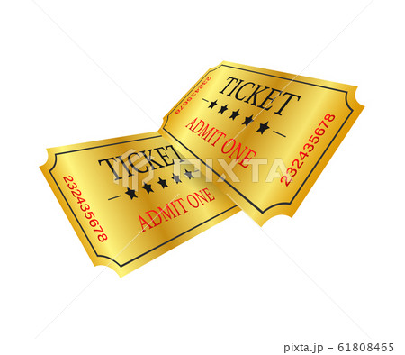 Realistic golden show ticket. Old premium cinema Realistic golden show ticket. Old premium cinema 61808465