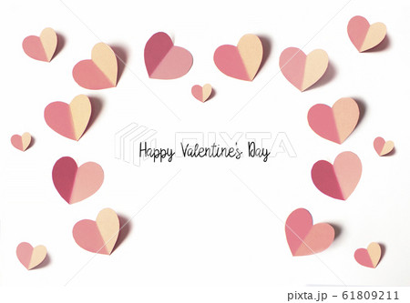Valentines day card concept, Pink hearts on a white background. 61809211