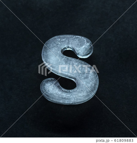 Alphabet's letters made out of ice isolated on dark studio background 61809883