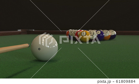 3d render Starting shot of a billiard game 61809884