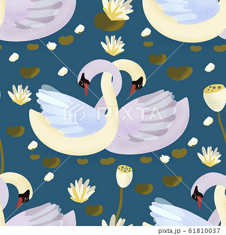 Vector textured swan seamless pattern. 61810037