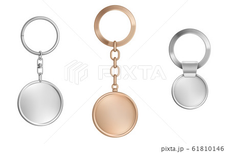 Keychains metal round keyring holders isolated set 61810146