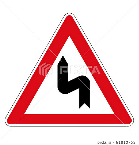 A double turn. Road sign of Germany , Europe. Vector graphics. 61810755
